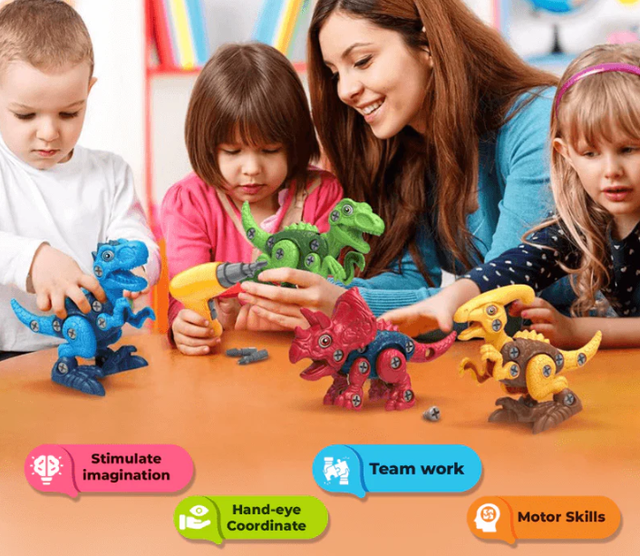 Dinosaur STEM Toy Building set with Powered Drill