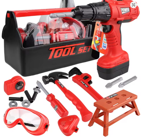 Children’s Tool Set with Electric Toy Drill – Kids Construction & Pretend Play Kit